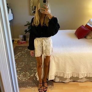 Free People Openwork Black Blouse Tunic XS Beachwear